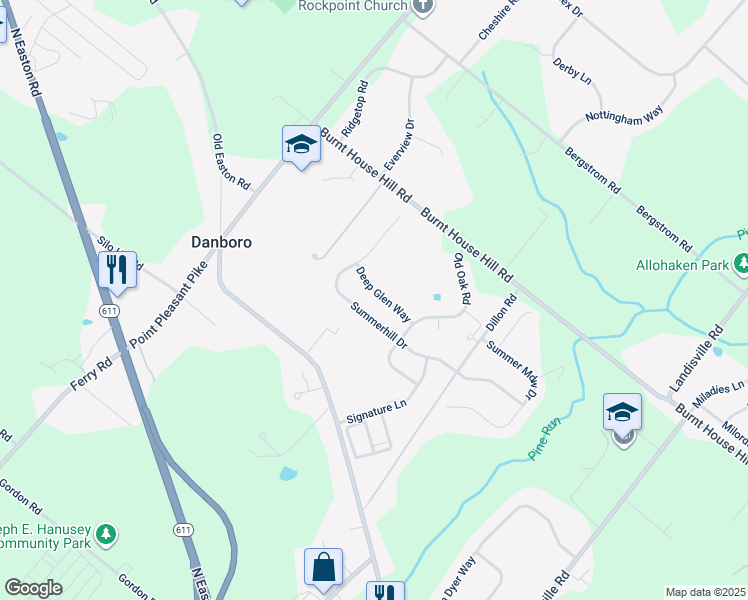 map of restaurants, bars, coffee shops, grocery stores, and more near 4534 Deep Glen Way in Doylestown