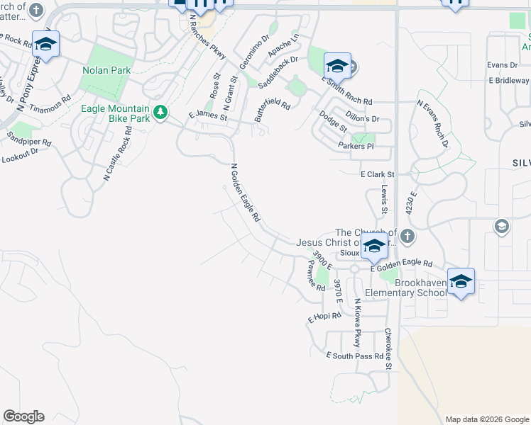 map of restaurants, bars, coffee shops, grocery stores, and more near 7308 North Pawnee Court in Eagle Mountain