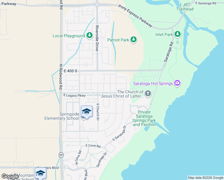 map of restaurants, bars, coffee shops, grocery stores, and more near 512 South Pegasus Way in Saratoga Springs