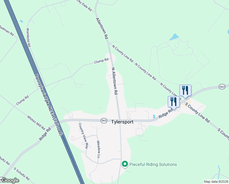 map of restaurants, bars, coffee shops, grocery stores, and more near 50 North Allentown Road in Telford