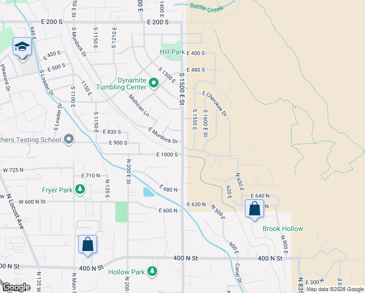 map of restaurants, bars, coffee shops, grocery stores, and more near 1000 1500 East in Pleasant Grove