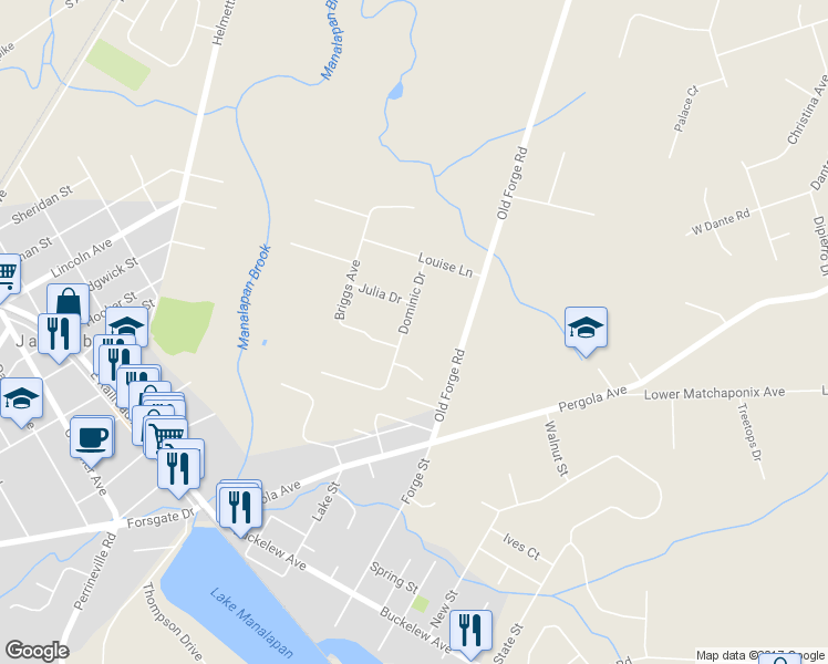 map of restaurants, bars, coffee shops, grocery stores, and more near 15 Dominic Drive in Monroe Township