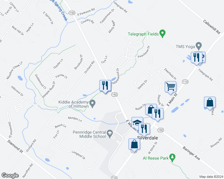 map of restaurants, bars, coffee shops, grocery stores, and more near 998 Pennsylvania 152 in Perkasie