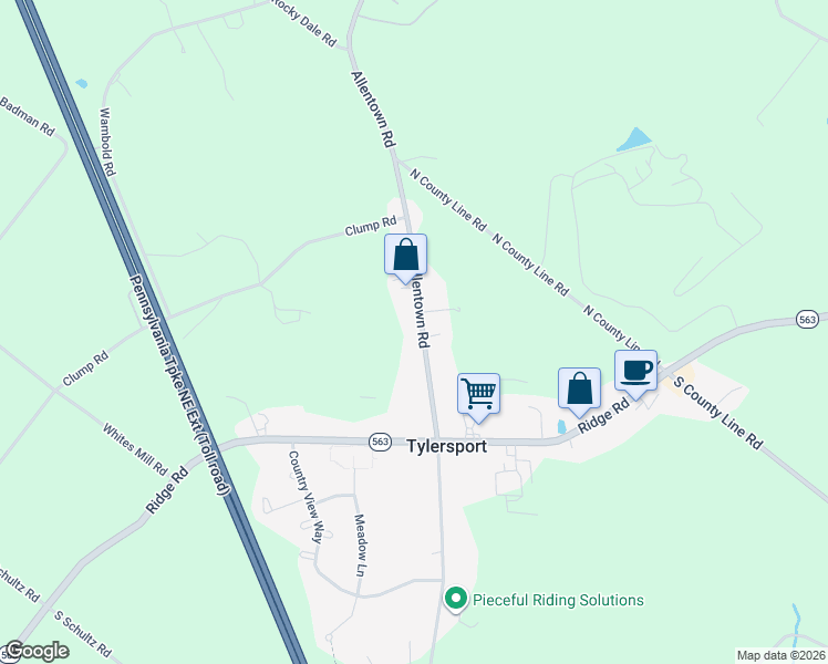 map of restaurants, bars, coffee shops, grocery stores, and more near 50 North Allentown Road in Telford
