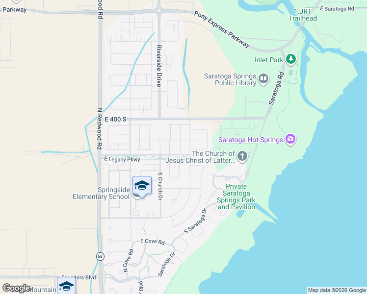 map of restaurants, bars, coffee shops, grocery stores, and more near 498 South Pegasus Way in Saratoga Springs