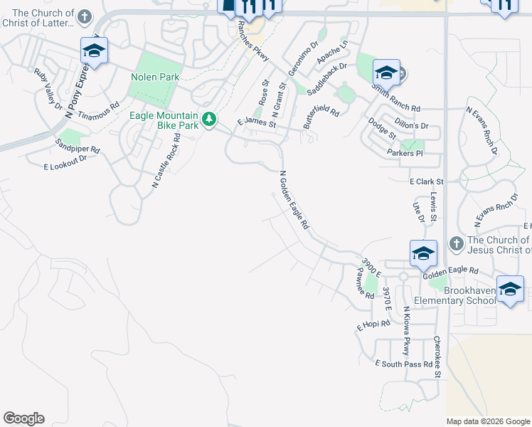 map of restaurants, bars, coffee shops, grocery stores, and more near 3605 East Lakota Drive in Eagle Mountain