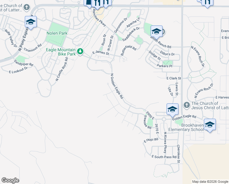 map of restaurants, bars, coffee shops, grocery stores, and more near 7366 Pawnee Road in Eagle Mountain