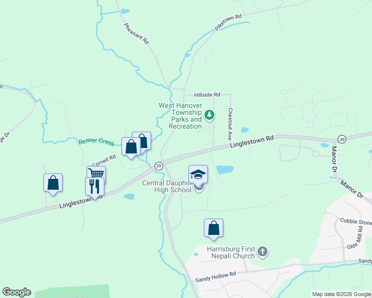 map of restaurants, bars, coffee shops, grocery stores, and more near 7028 Linglestown Rd in Harrisburg