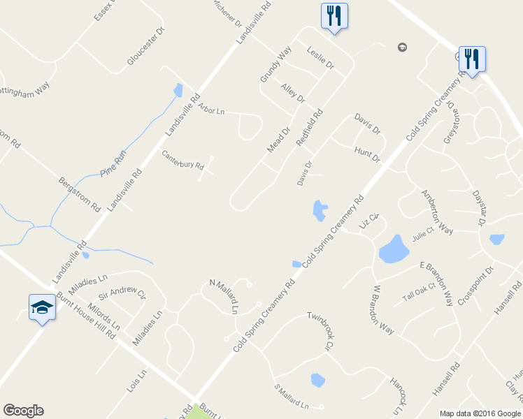 map of restaurants, bars, coffee shops, grocery stores, and more near 4836 Cold Spring Creamery Road in Doylestown
