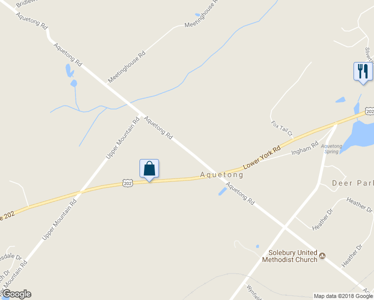map of restaurants, bars, coffee shops, grocery stores, and more near 2723 Aquetong Road in New Hope