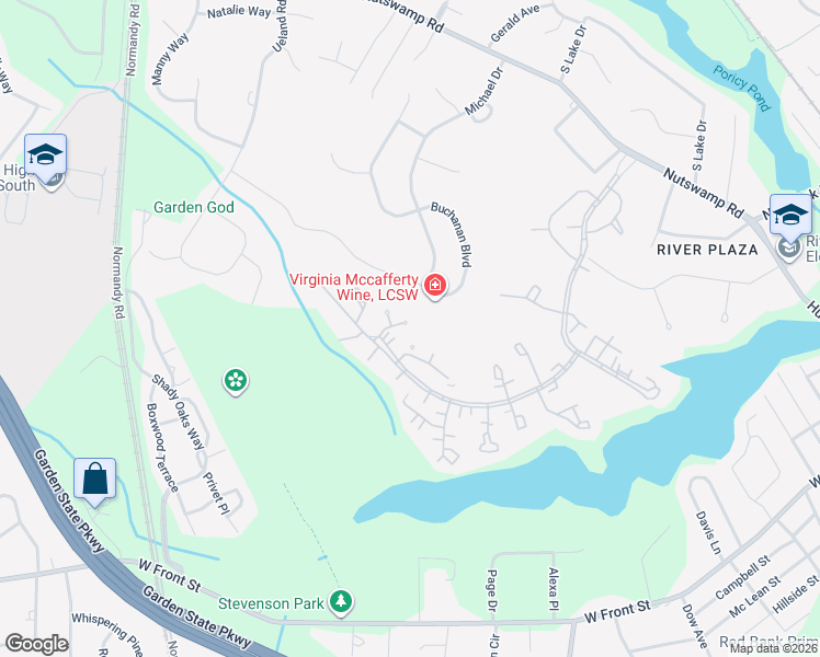 map of restaurants, bars, coffee shops, grocery stores, and more near 5 Hampton Court in Red Bank