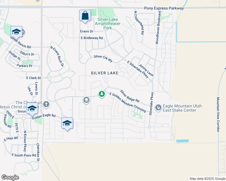 map of restaurants, bars, coffee shops, grocery stores, and more near 4710 Silver Ridge Road in Eagle Mountain