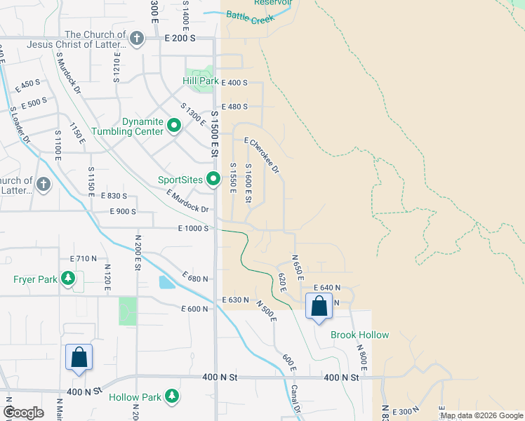 map of restaurants, bars, coffee shops, grocery stores, and more near 945 South 1680 East Street in Pleasant Grove