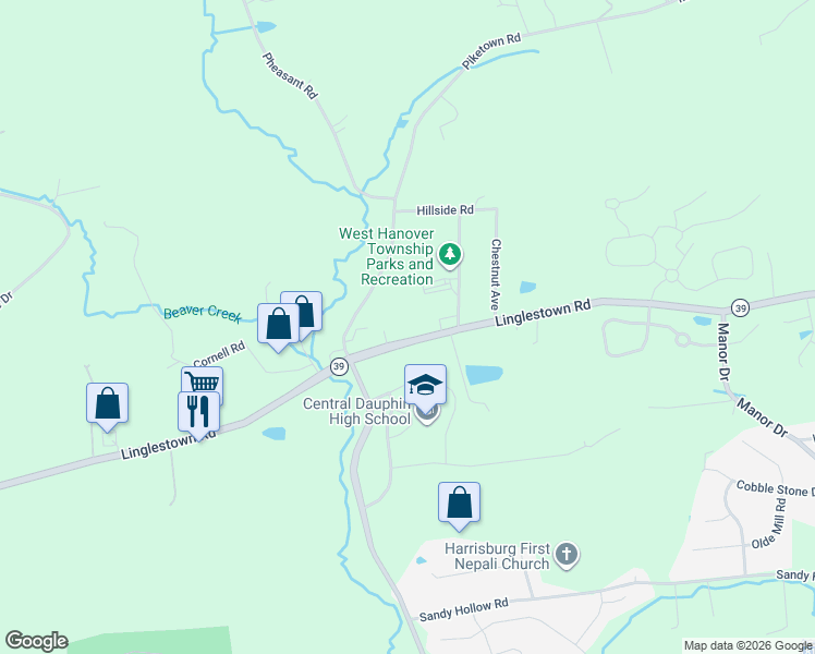 map of restaurants, bars, coffee shops, grocery stores, and more near 7028 Linglestown Road in Harrisburg