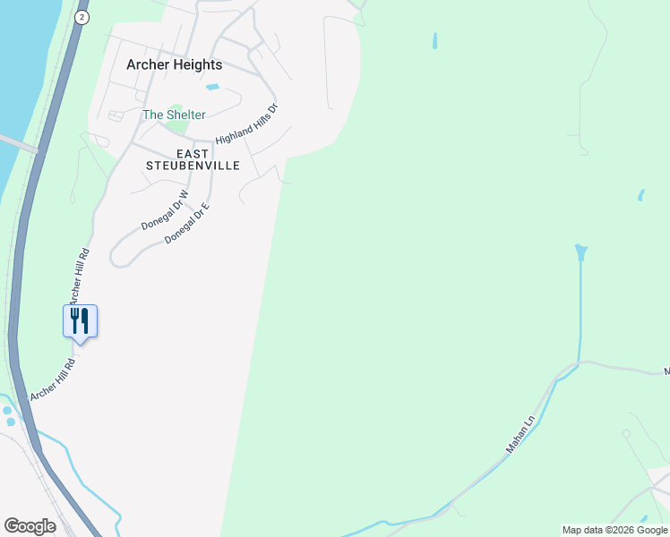 map of restaurants, bars, coffee shops, grocery stores, and more near 900 Robin Hood Drive in Follansbee