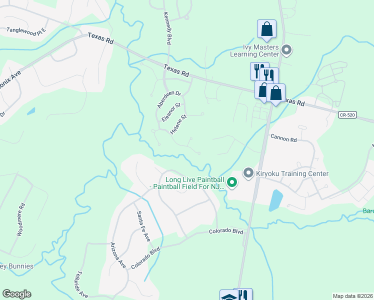 map of restaurants, bars, coffee shops, grocery stores, and more near 64 Gate Lane in Old Bridge
