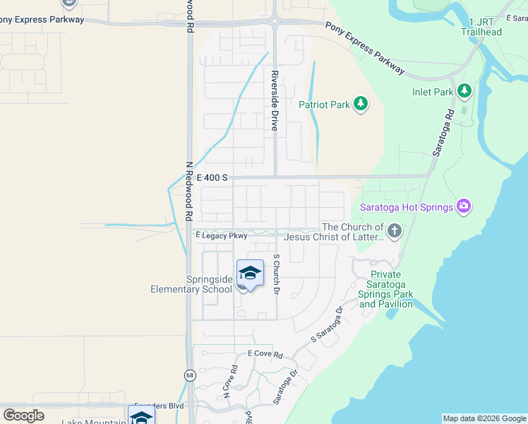 map of restaurants, bars, coffee shops, grocery stores, and more near 486 South Day Dream Lane in Saratoga Springs