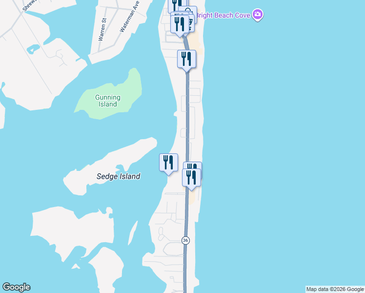 map of restaurants, bars, coffee shops, grocery stores, and more near 1340 Ocean Avenue in Sea Bright