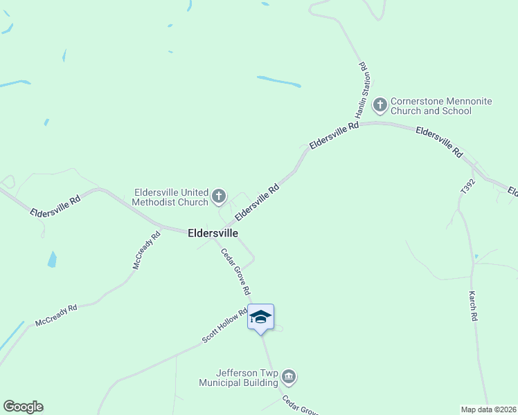 map of restaurants, bars, coffee shops, grocery stores, and more near 530 Eldersville Road in Burgettstown