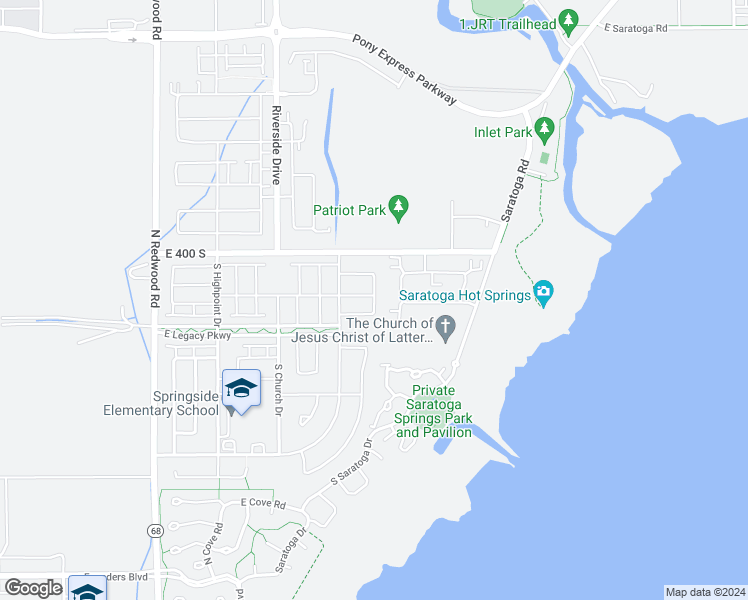 map of restaurants, bars, coffee shops, grocery stores, and more near 480 South 400 East in Saratoga Springs