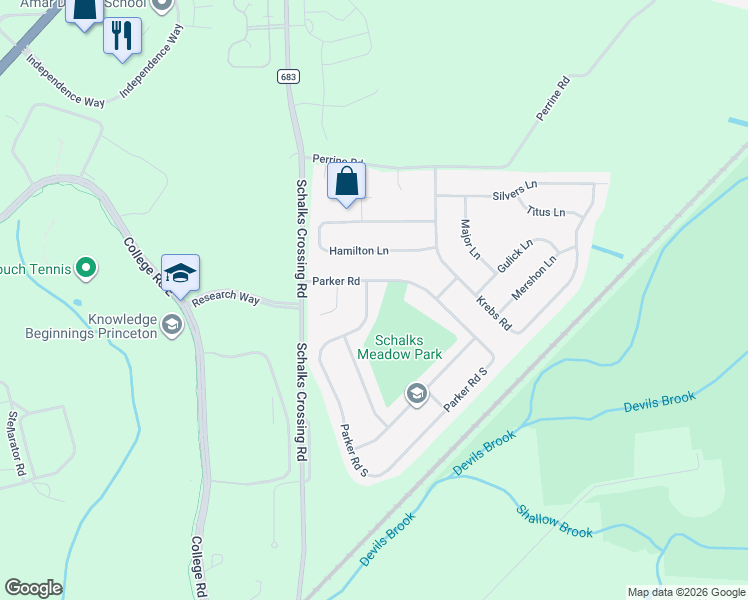 map of restaurants, bars, coffee shops, grocery stores, and more near 147 Parker Road South in Middlesex County