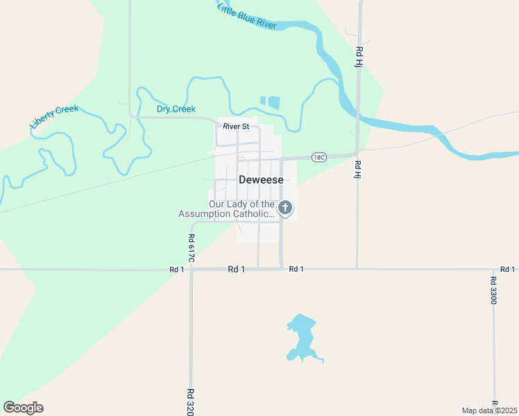 map of restaurants, bars, coffee shops, grocery stores, and more near South Deweese Street in Deweese