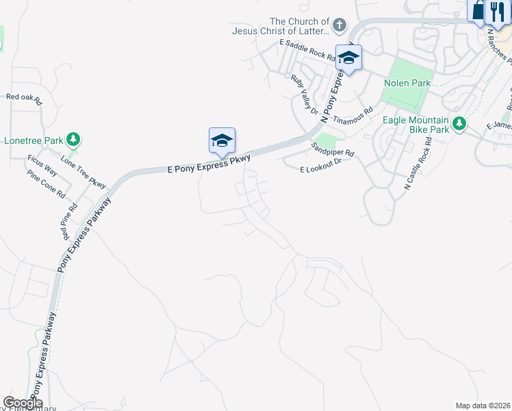 map of restaurants, bars, coffee shops, grocery stores, and more near 7372 Locust Ave in Eagle Mountain