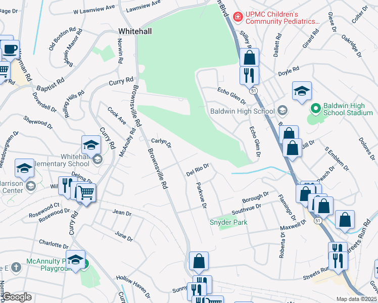 map of restaurants, bars, coffee shops, grocery stores, and more near 158 Maryal Drive in Pittsburgh