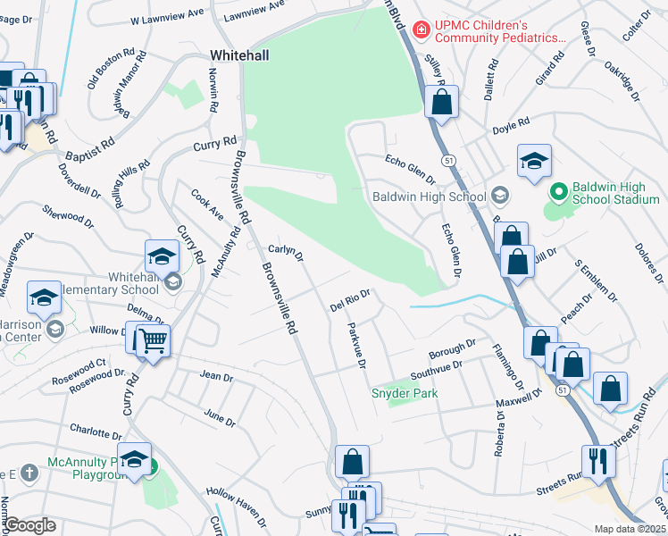 map of restaurants, bars, coffee shops, grocery stores, and more near 158 Maryal Drive in Pittsburgh