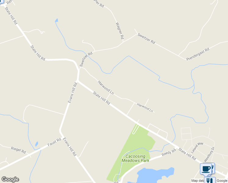map of restaurants, bars, coffee shops, grocery stores, and more near 3337 Harwood Lane in Reading