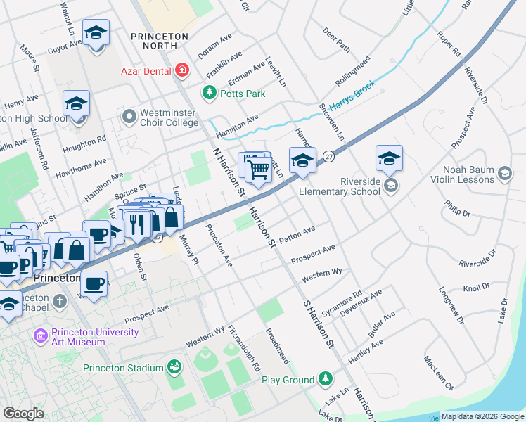map of restaurants, bars, coffee shops, grocery stores, and more near 7 Sergeant Street in Princeton