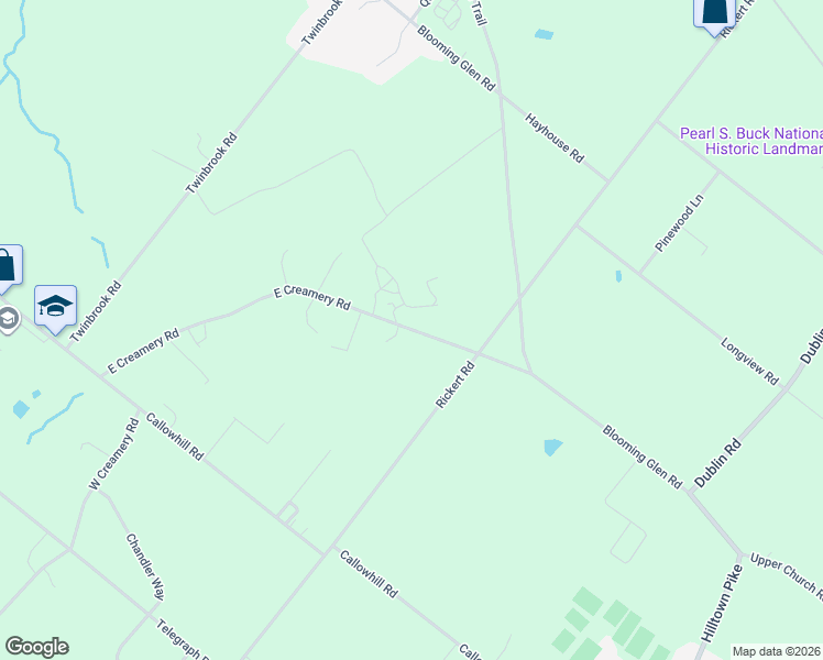 map of restaurants, bars, coffee shops, grocery stores, and more near 711 East Creamery Road in Perkasie
