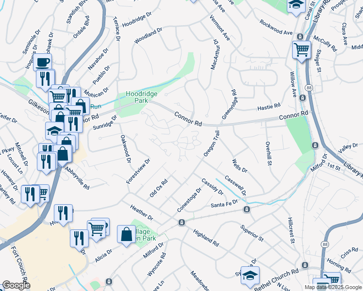 map of restaurants, bars, coffee shops, grocery stores, and more near 206 Thornberry Circle in Pittsburgh