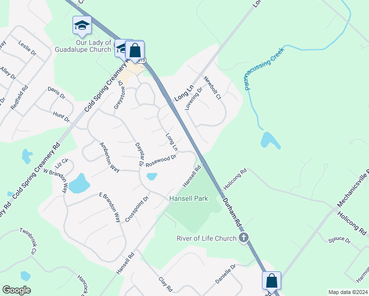map of restaurants, bars, coffee shops, grocery stores, and more near 3697 West Long Lane in Doylestown