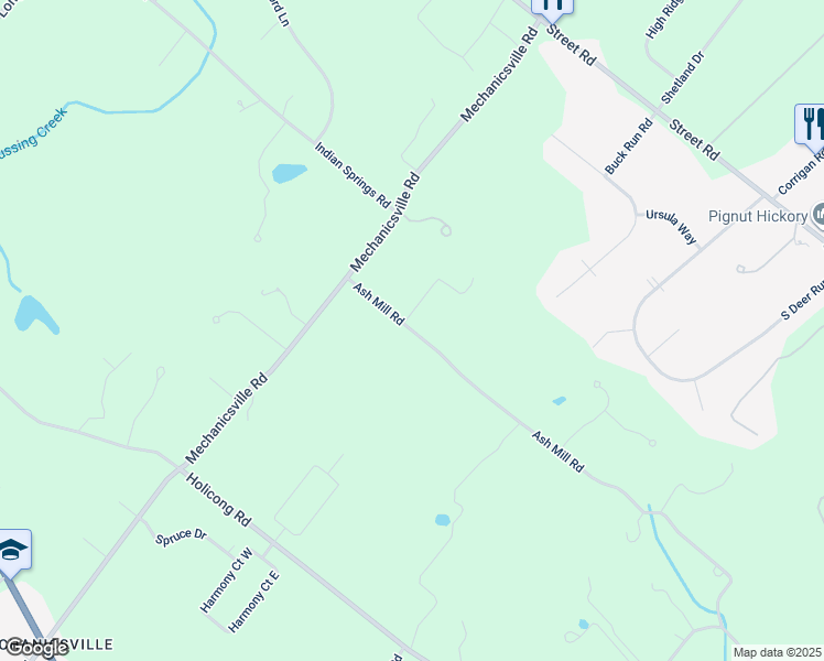 map of restaurants, bars, coffee shops, grocery stores, and more near 3024 Ash Mill Road in Doylestown