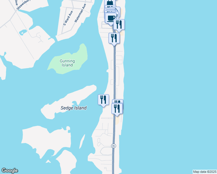 map of restaurants, bars, coffee shops, grocery stores, and more near 1340 Ocean Avenue in Sea Bright