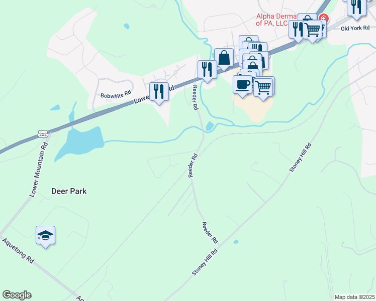 map of restaurants, bars, coffee shops, grocery stores, and more near 6 Walton Drive in New Hope
