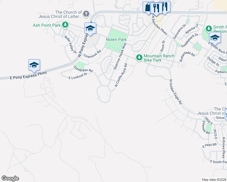 map of restaurants, bars, coffee shops, grocery stores, and more near 7264 North Lochdoon Lane in Eagle Mountain