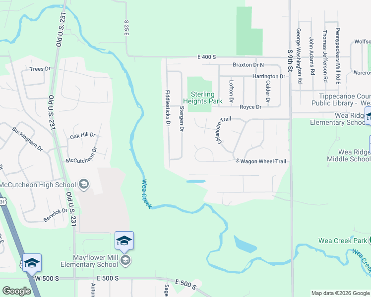 map of restaurants, bars, coffee shops, grocery stores, and more near 4467-4481 Stergen Drive in Lafayette