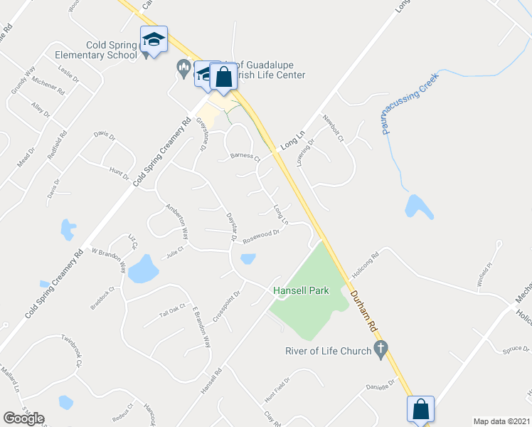map of restaurants, bars, coffee shops, grocery stores, and more near 5001 Raintree Court in Doylestown