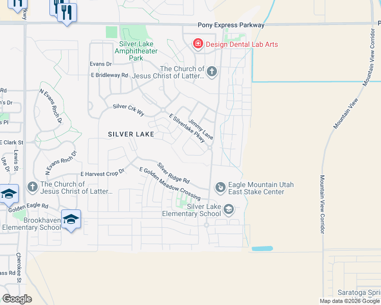 map of restaurants, bars, coffee shops, grocery stores, and more near 4673 Foxwood Drive in Eagle Mountain