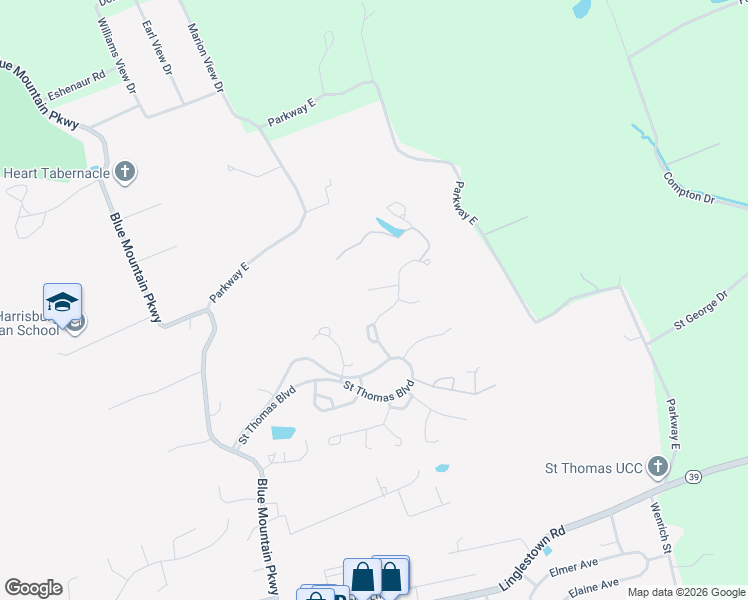 map of restaurants, bars, coffee shops, grocery stores, and more near 6114 Forrestal Circle in Harrisburg