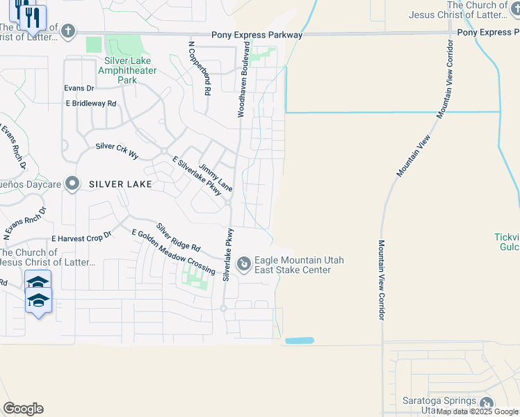 map of restaurants, bars, coffee shops, grocery stores, and more near 7440 Hutch Lane in Eagle Mountain