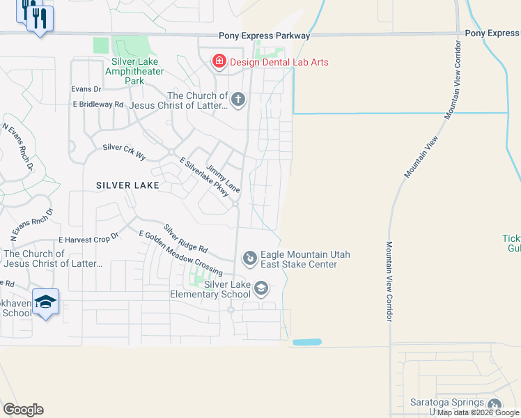 map of restaurants, bars, coffee shops, grocery stores, and more near 7565 North Hutch Lane in Eagle Mountain