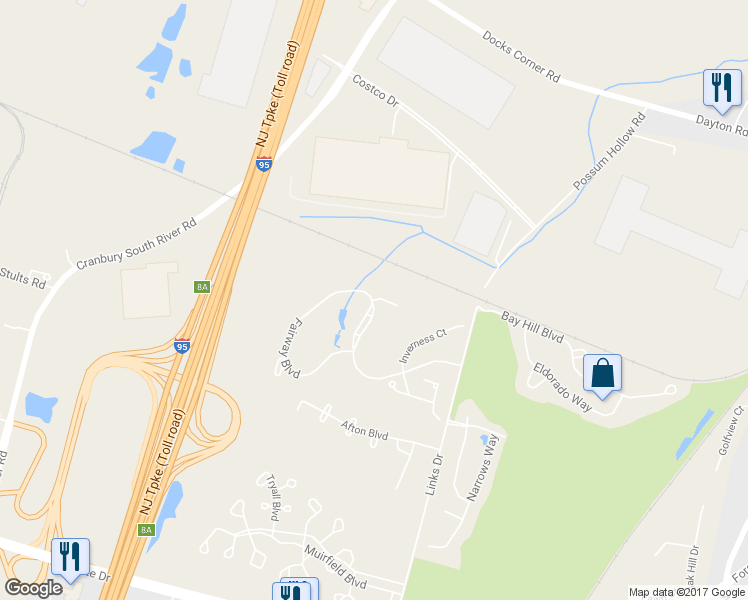 map of restaurants, bars, coffee shops, grocery stores, and more near 10 Sawgrass Court in Monroe Township