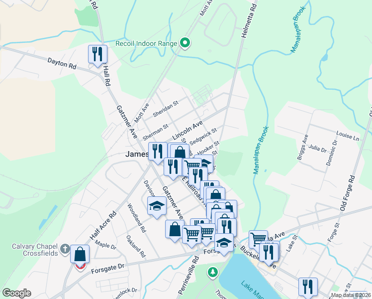 map of restaurants, bars, coffee shops, grocery stores, and more near 22 Sedwick Street in Jamesburg