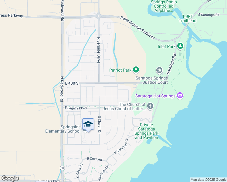 map of restaurants, bars, coffee shops, grocery stores, and more near 448 South Pegasus Way in Saratoga Springs