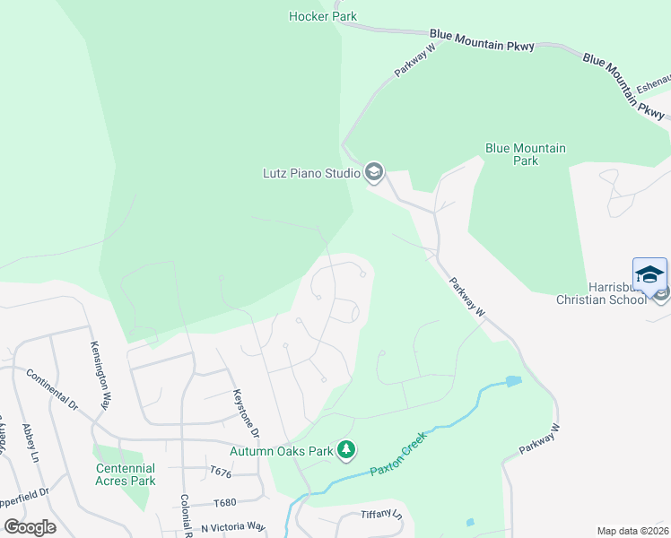 map of restaurants, bars, coffee shops, grocery stores, and more near 2801 Sweet Birch Court in Harrisburg