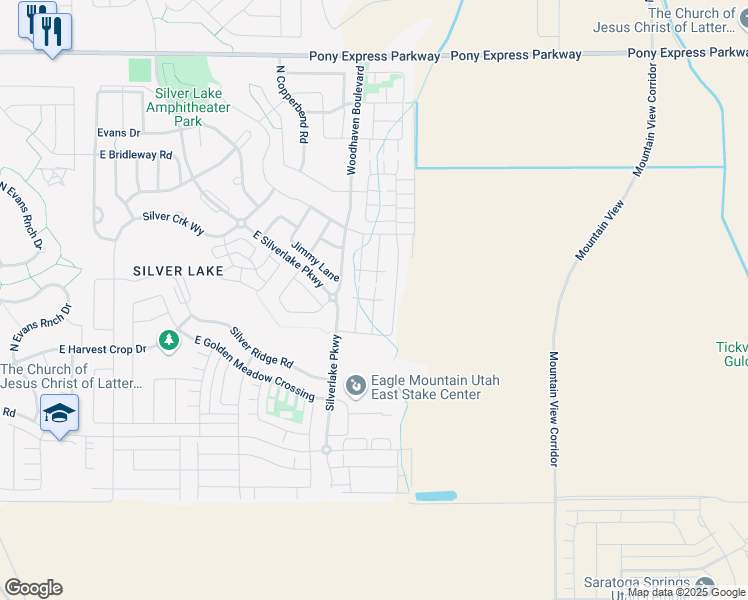 map of restaurants, bars, coffee shops, grocery stores, and more near 7564 North Hutch Lane in Eagle Mountain