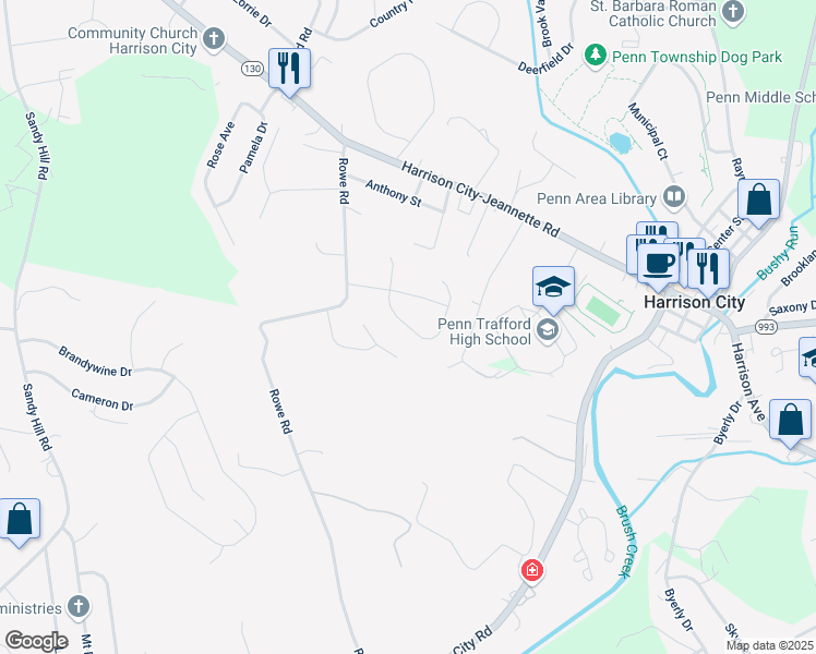 map of restaurants, bars, coffee shops, grocery stores, and more near Stone Bridge Court in Manor
